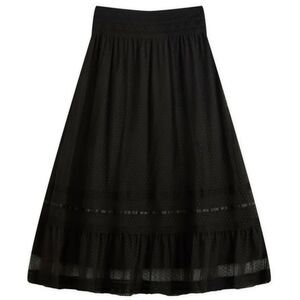 NWT RIXO Tuta Tiered Lace Maxi Skirt in Black